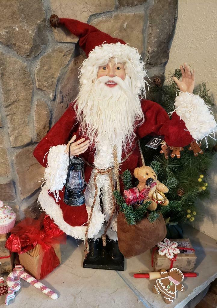NWT Lar28" Santa  with Toy Bag &amp; Lantern Christmas Figure Display Prop