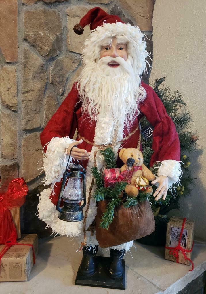 NWT Lar28" Santa  with Toy Bag &amp; Lantern Christmas Figure Display Prop