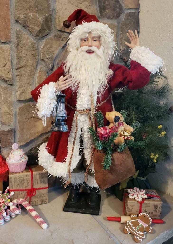NWT Lar28" Santa  with Toy Bag &amp; Lantern Christmas Figure Display Prop