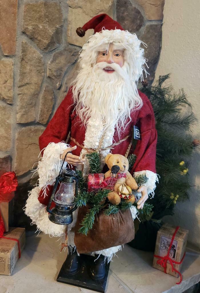 NWT Lar28" Santa  with Toy Bag &amp; Lantern Christmas Figure Display Prop
