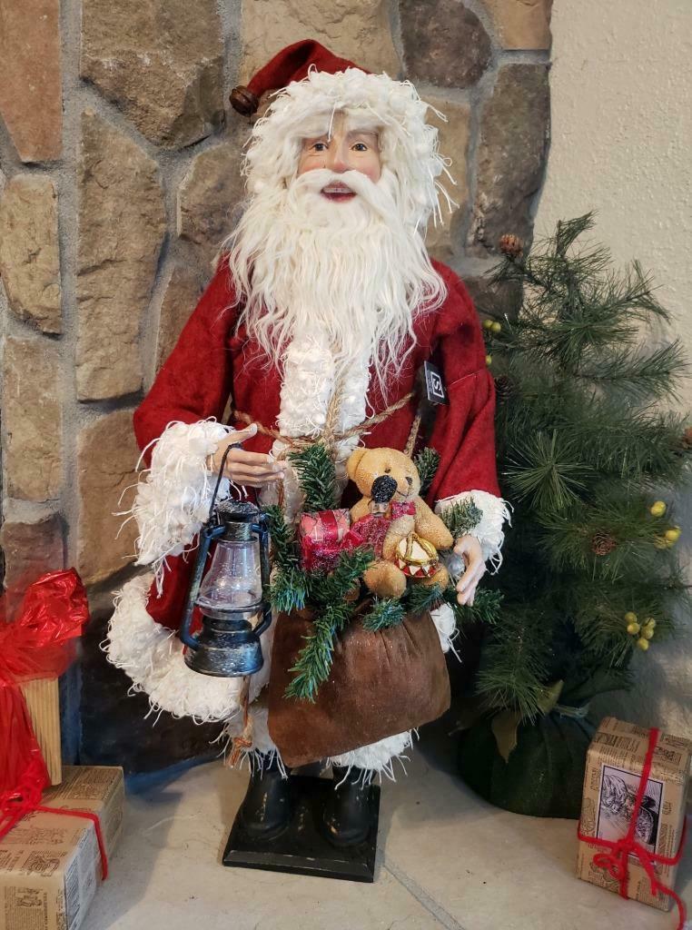 NWT Lar28" Santa  with Toy Bag &amp; Lantern Christmas Figure Display Prop